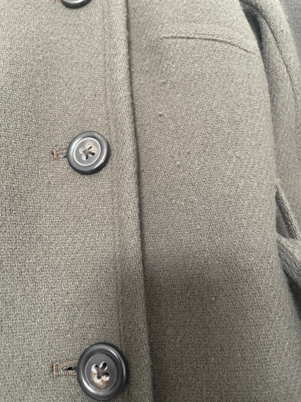 J.Crew Olive Green Stadium Cloth Boulevard Wool Trench Coat - Picture 5 of 9